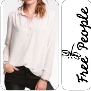 Free People Pink White Horse Print Top Size M/L